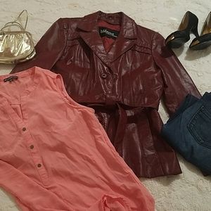 Awesome maroon leather jacket!